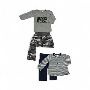 Mini Muffin Kids Matching Set - Gray and Blue 6/9 mo